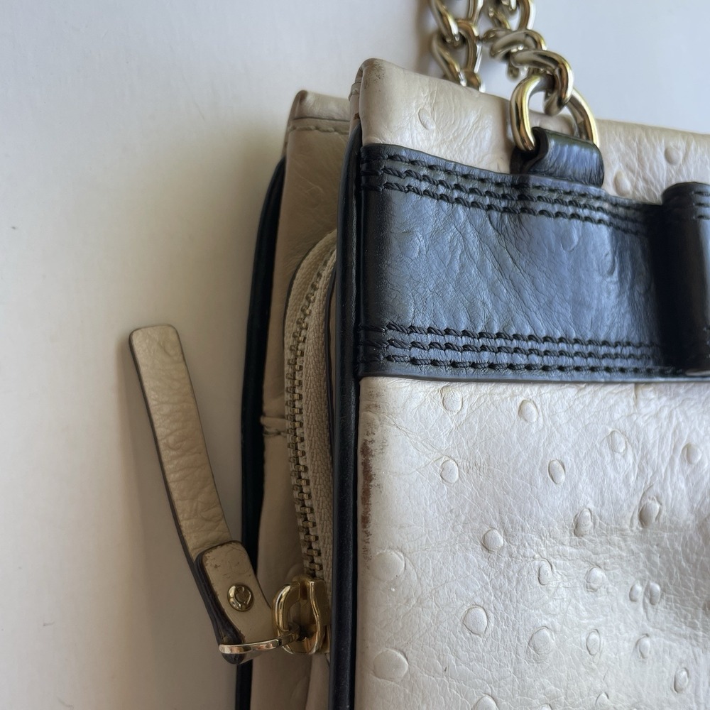Kate Spade New York Darcy Road Trip Cream‎ Shoulder Satchel Bag Ostrich Embossed - Picture 13 of 16